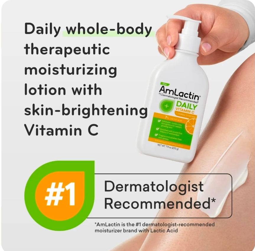 AmLactin Daily Vitamin C Lotion 255g for Normal to Dry Skin — #1 Dermatologist Recommended