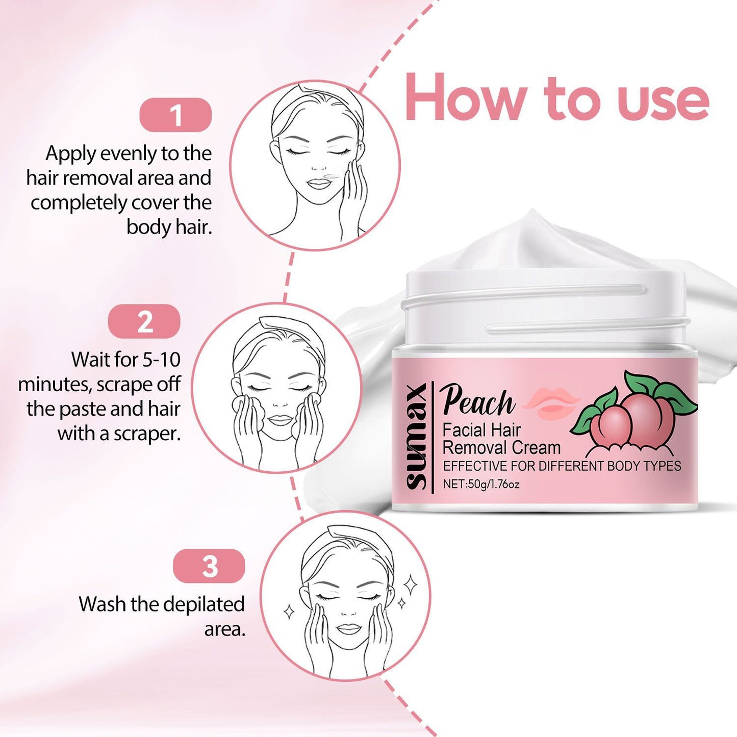 Sumax Peach Facial Hair Removal Cream 50g