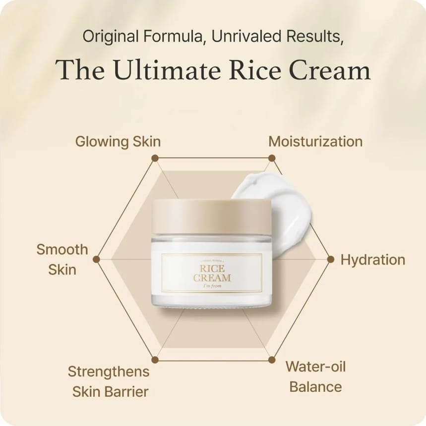 I'M From Rice Face Cream 50g | Korean Brightening & Hydrating Moisturizer