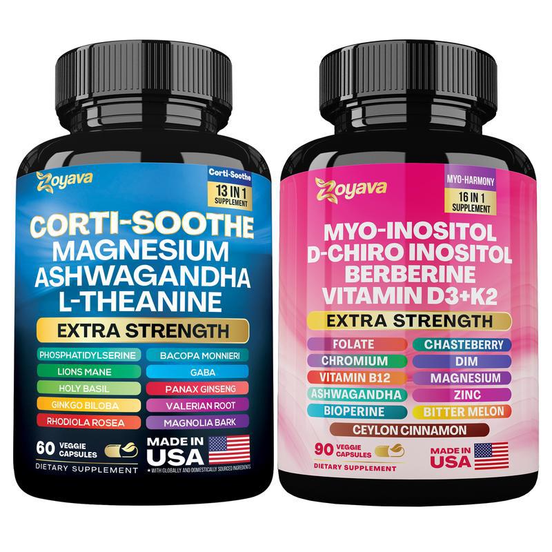Zoyava Soothe and Smooth Bundle, Cortisol and Myo-Inositol Supplement