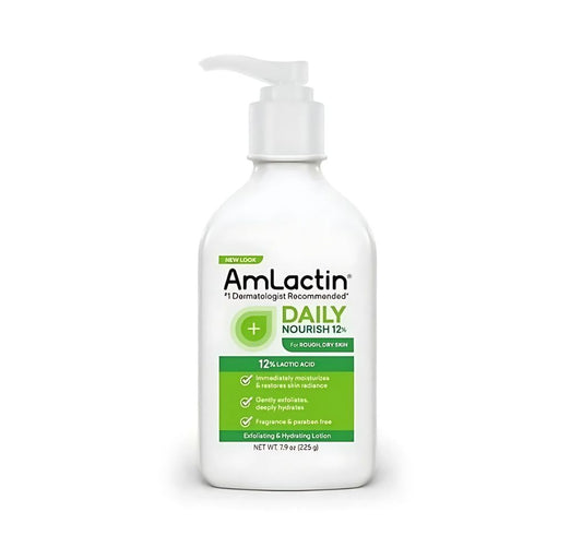 AmLactin Daily Nourish 12% Lactic Acid Exfoliating and Hydrating Lotion 255g  — #1 Dermatologist Recommended