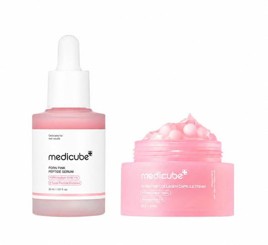Medicube PDRN Pink Peptide Serum & PDRN Pink Collagen Capsule Cream Bundle