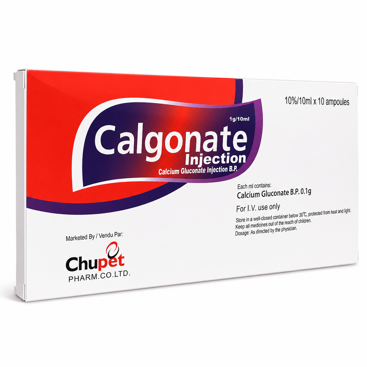 CALCIUM GLUCONATE (Calcium Gluconate 10%W/V) IV INJECTION 10ml x 10 AMPOULES